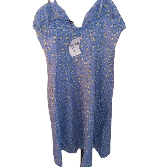 NWT Forever 21 blue floral midi dress - Picture 2 of 4